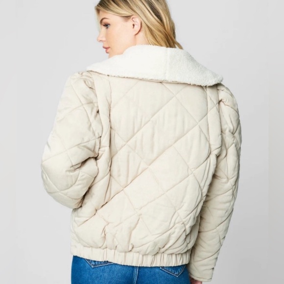 ⭐️HOST PICK⭐️BLANK NYC Warm Hearts Quilted Faux Shearling Coat Lt Beige L✨NWT✨ - Picture 2 of 15